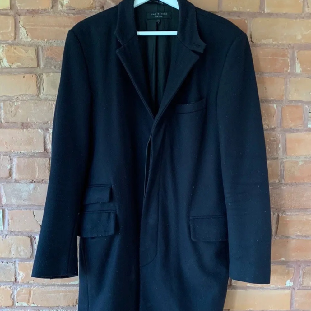 Rag & Bone Navy Long Coat w/elbow patches
